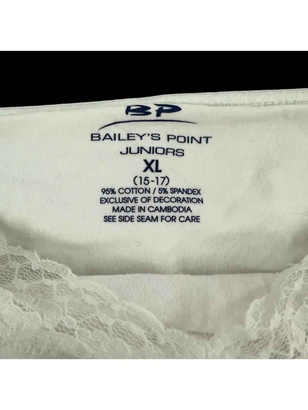 Bailey's Point White Lace Trim Ruffle Hem Camisole